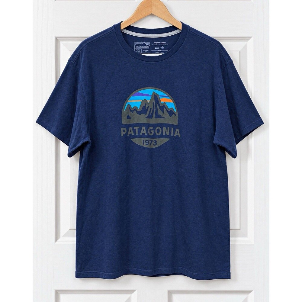 Patagonia Men’s XL Navy Blue Organic Cotton Graphic T-Shirt 1973 Outdoor Gorpcor